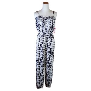 Vince Camuto XS Tie-Dye Jumpsuit Black White Sleeveless Boho Chic One-Piece
